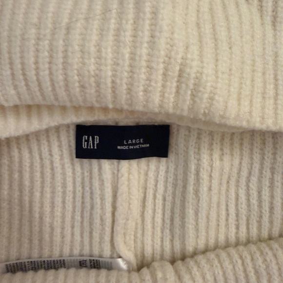 GAP Cream Ribbed Wide-Leg Pants with Matching Cropped Sweater - Picture 2 of 3